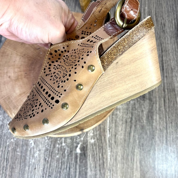 Pikolinos | Benissa Perforated Leather Wedge Peep Toe Sling Back Sandals Size 39 - Picture 8 of 12